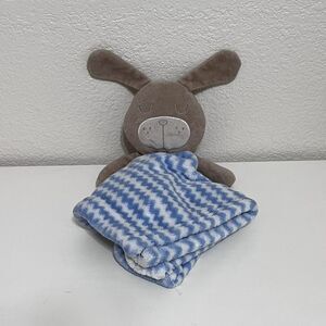 Janico UK Sleeping Bunny Rabbit Dog Blue Chevron Security Blanket Lovey Lovie
